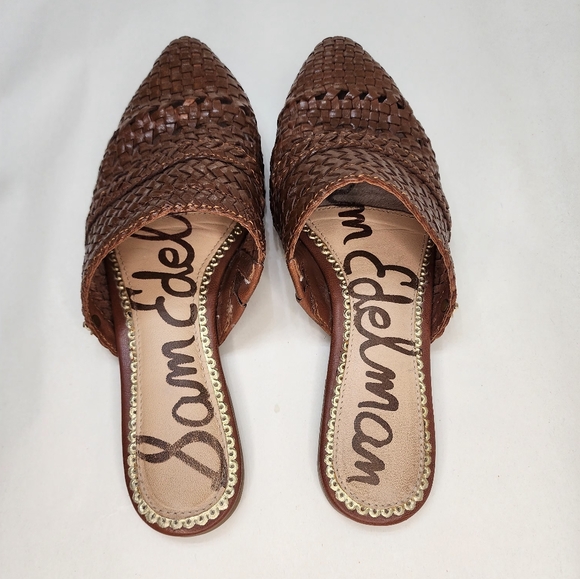 Sam Edelman Women's Natalya Flat Woven Mules Size 5 Luggage Brown - Picture 3 of 9